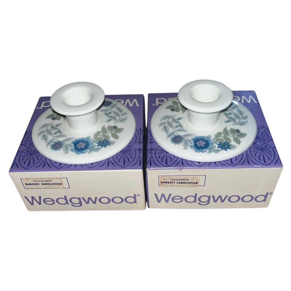Wedgewood Bone China Clementine Banquet Candlesticks-Set Of 2